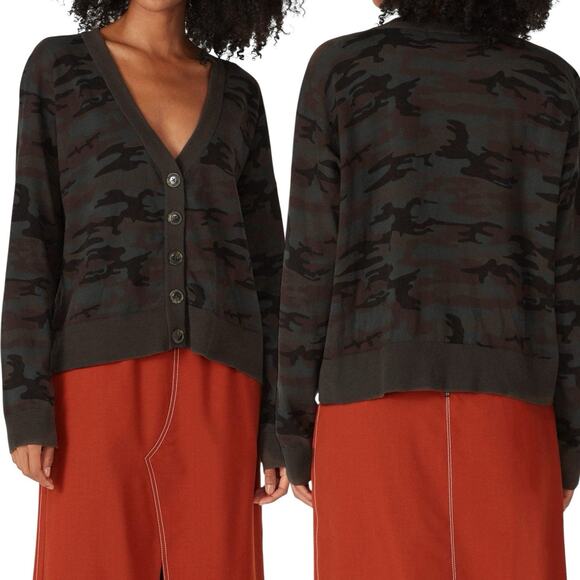 SANCTUARY Let’s Hang Women's S Green Camo Long Sleeve Cardigan Y2K - Picture 1 of 6